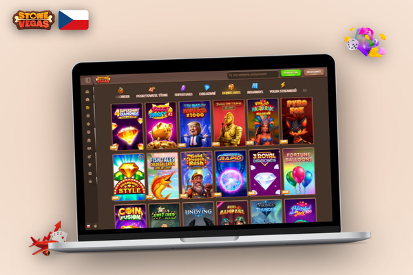 Hráč u počítače se dvěma monitory a otevřeným Stonevegas Casino na PC