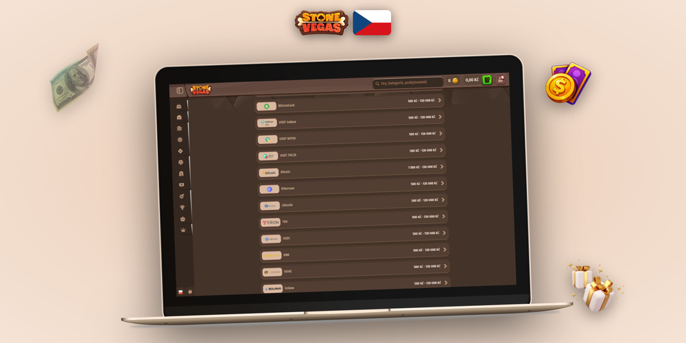 Doklady pro KYC ověření výběru peněz ve Stonevegas Casino na laptopu