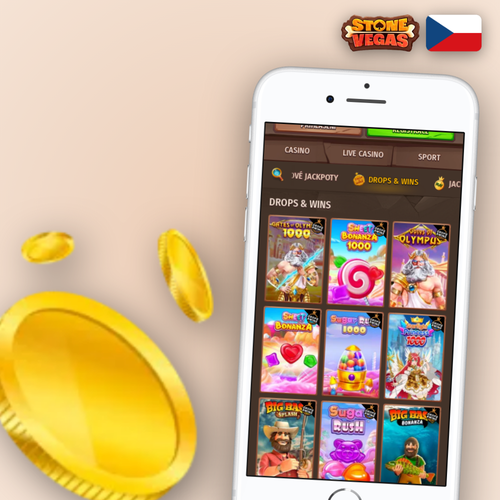 Mobilní aplikace Stonevegas Casino otevřená na telefonu v ruce hráče